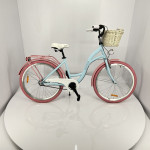Mestský retro bicykel Goetze Colours 26" 3-prevodový modro ružová + košík